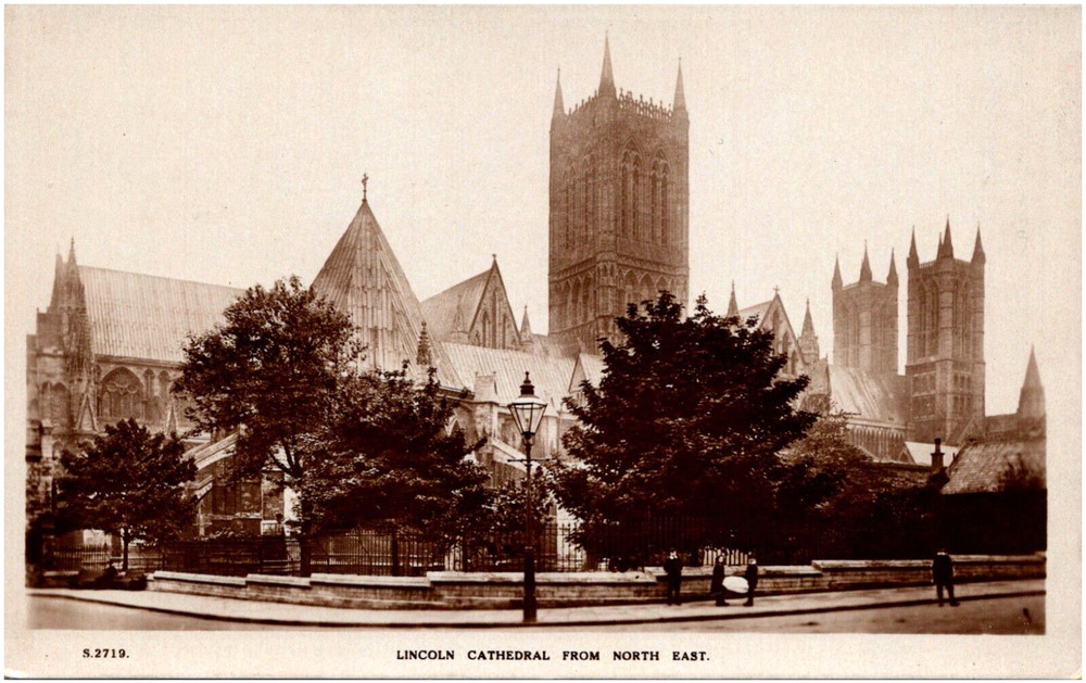 Lincoln Cathedral from North East St. Mary's England 1910s RPPC Postcard UK