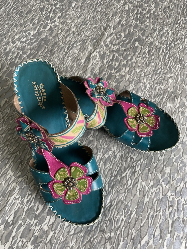 Spring Step Nolita All Leather Multi Color Sandals Sz 38 US 7.5-8 EC