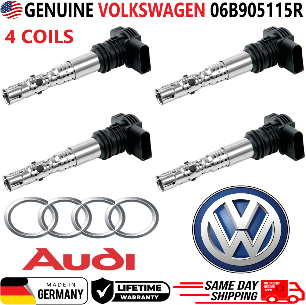 GENUINE VW x4 Ignition Coils For 1999-2007 Volkswagen Audi 1.8L 2.7L, 06B905115R