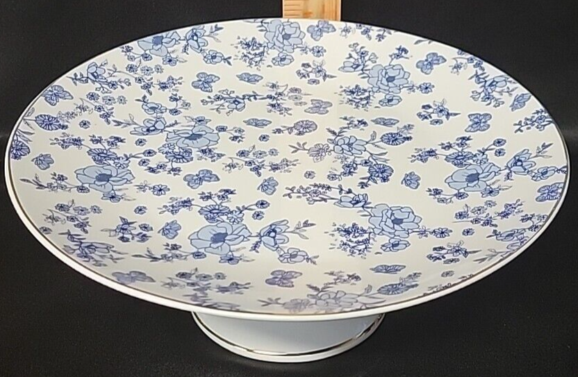 Grace Teaware Cake Stand Blue Floral & Butterfly