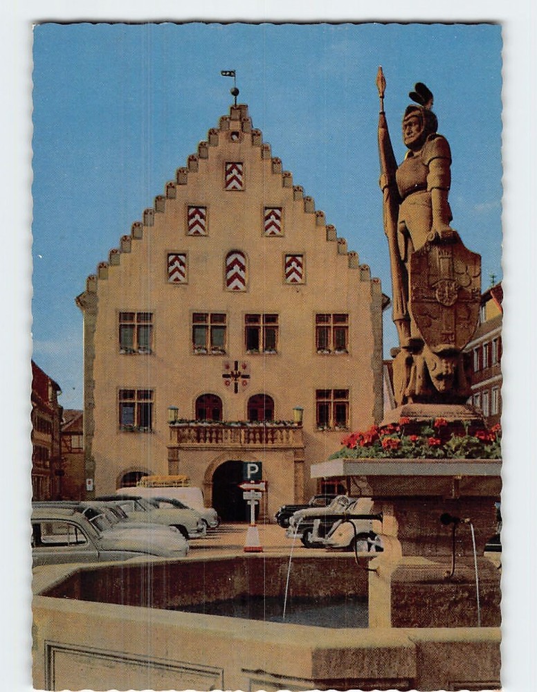 Postcard Rathaus & Milchlingsbrunnen Bad Mergentheim Germany