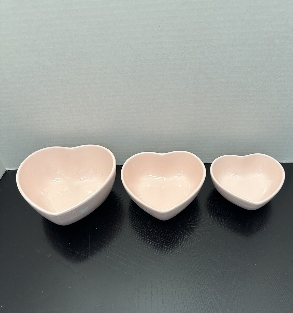 Terramoto Ceramic Heart Nesting Bowls Set Of 3