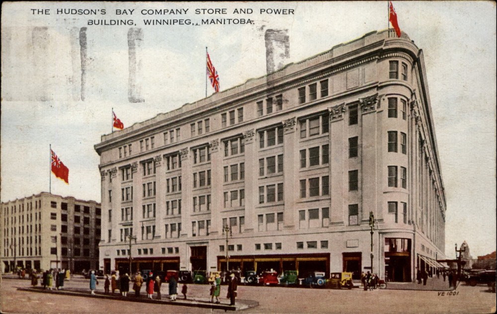 Hudson Bay Company Store and Power Building Winnipeg Manitoba postcard d932