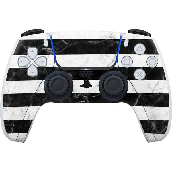 Marble PS5 Controller Skin - Black and White Striped Marble