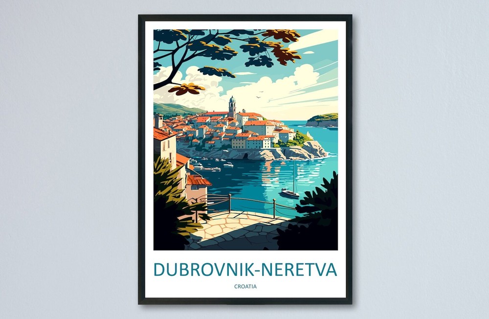 Dubrovnik Neretva Travel Print Wall Art - Stunning Wall Hanging for Modern Home Décor