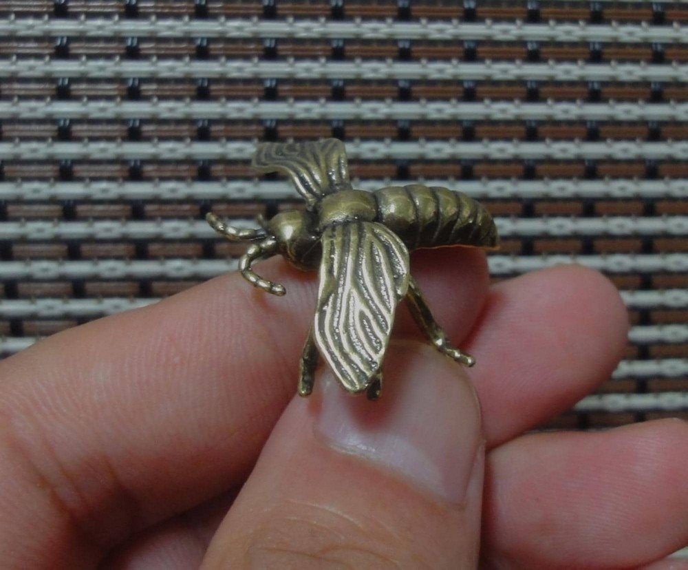 Vintage Style Solid Brass Animal Honey Bee Statue Figurine Decoration
