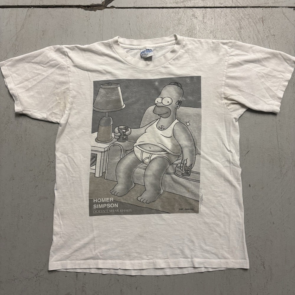 Stained Vintage Homer Simpson Doesnt Wear Khakis Simpsons Promo T Shirt Size L