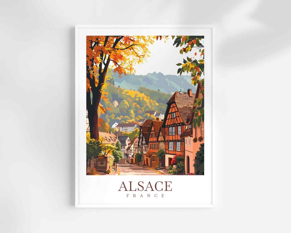 Alsace Travel Print France Poster Alsace Decor Cityscape Art Print Alsace Wall