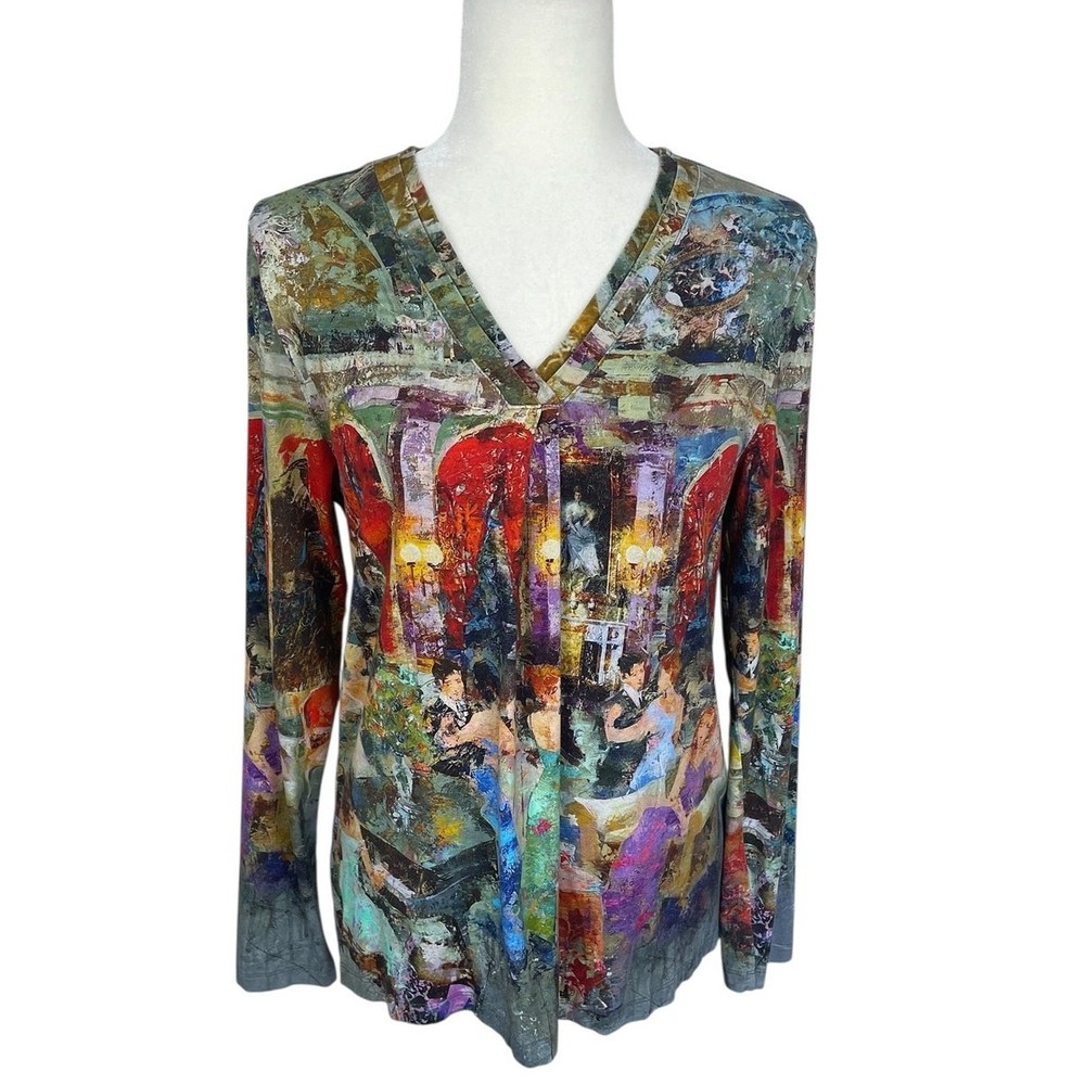 Simply Art by Dolcezza Abstract Art Graphic Print Colorful Top Sz Small Artsy-image