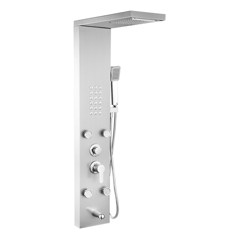 Shower Panel Tower System 6-Function Rainfall Waterfall Shower Stainless Steel--