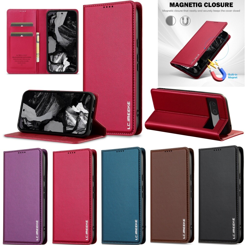 Magnetic PU Leather Wallet Flip Case for Google Pixel 9 Pro XL 8 7 7A