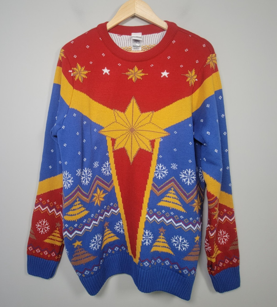 NWT Marvel Avengers M Ugly Christmas Sweater Unisex Captain Marvel Fair Isle