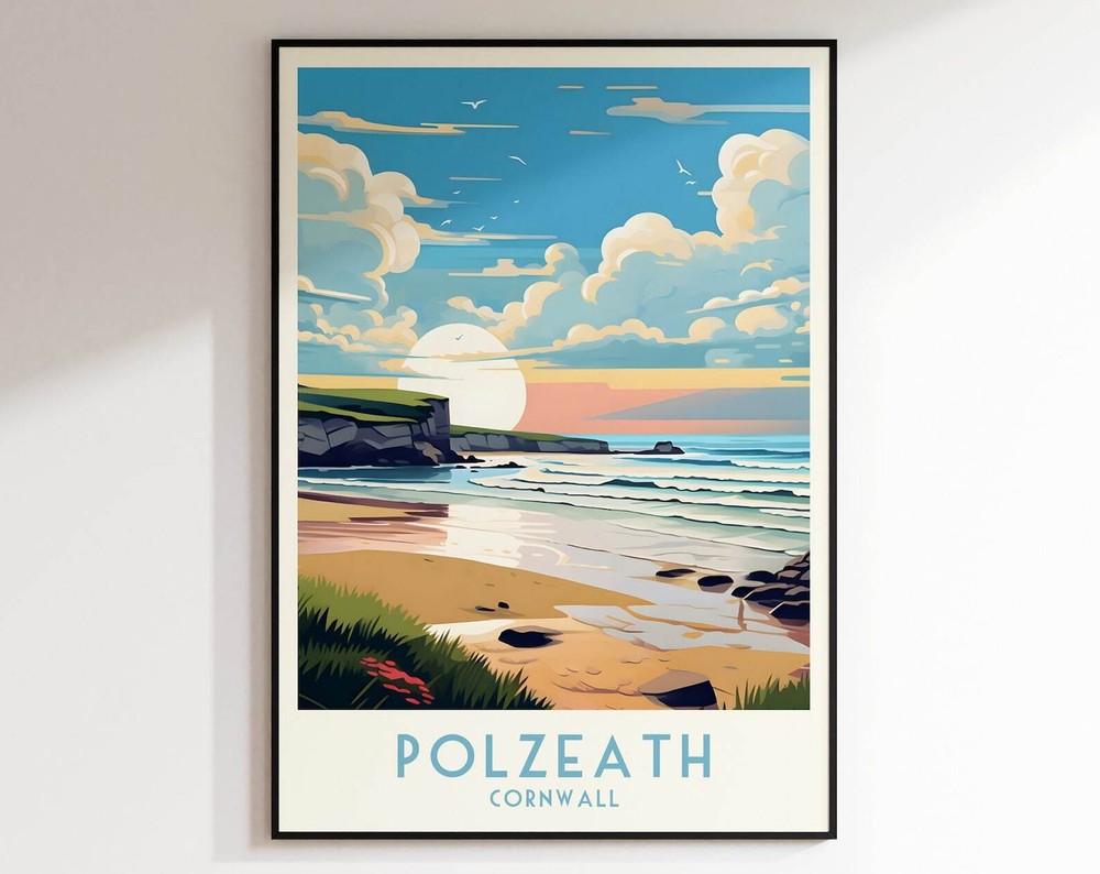 Polzeath Travel Print England Print United Kingdom Home Decor Wall Art Wedding