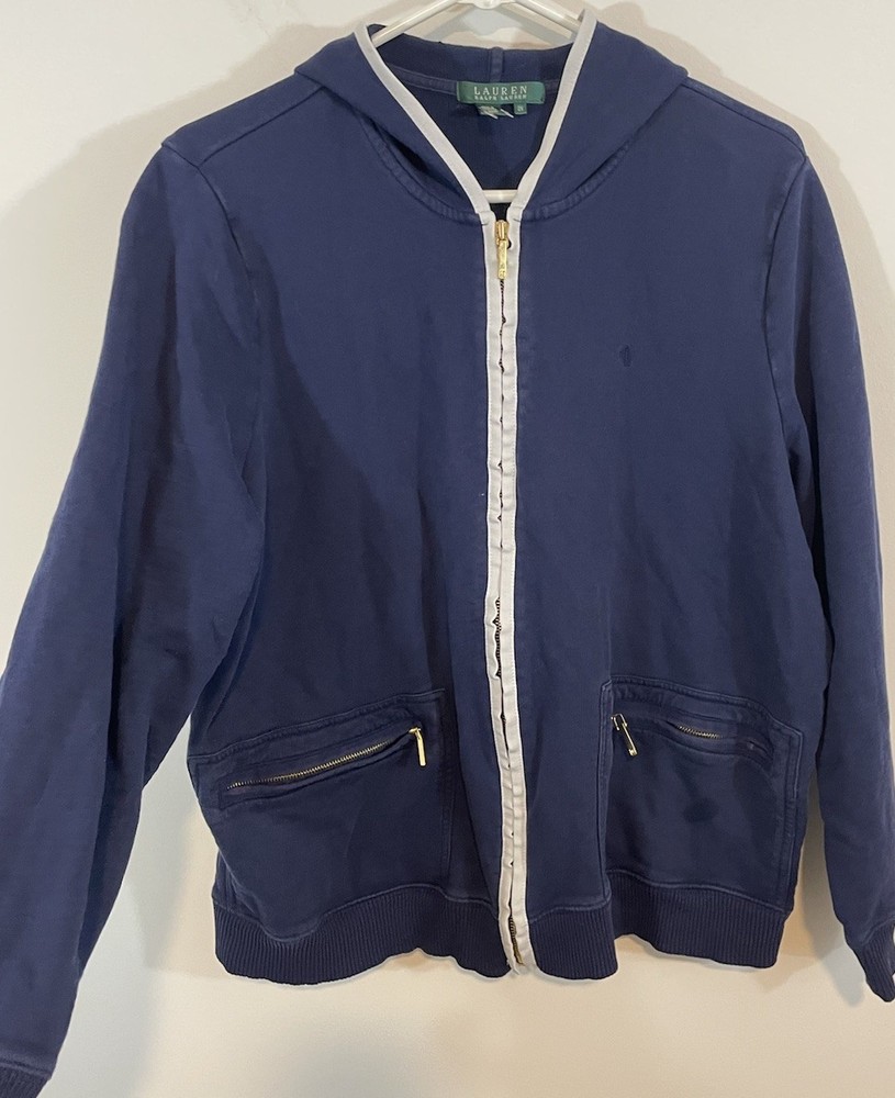 LRL Ralph Lauren Sweatshirt Womens 2X Full Zip Hoodie jacket navy nautical logo