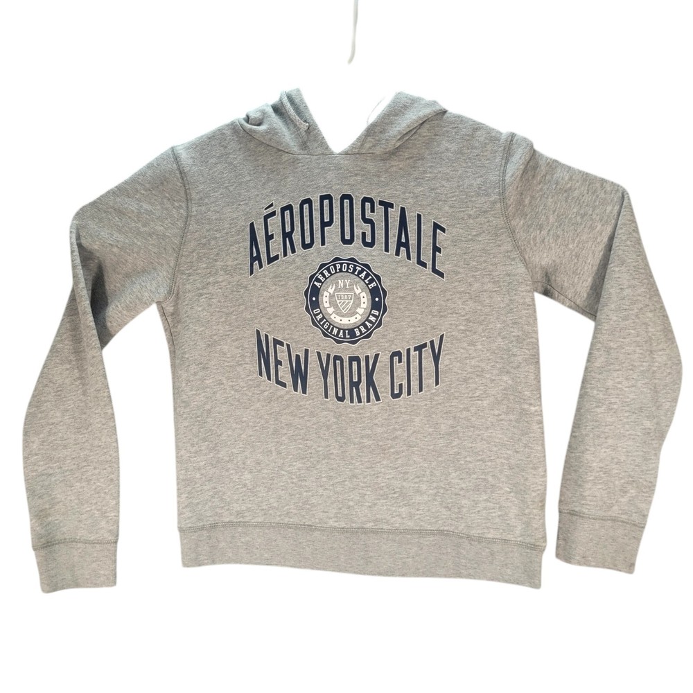Aeropostale Hoodie Small Womens S Long Sleeve Gray Graphic Logo Cotton Blend