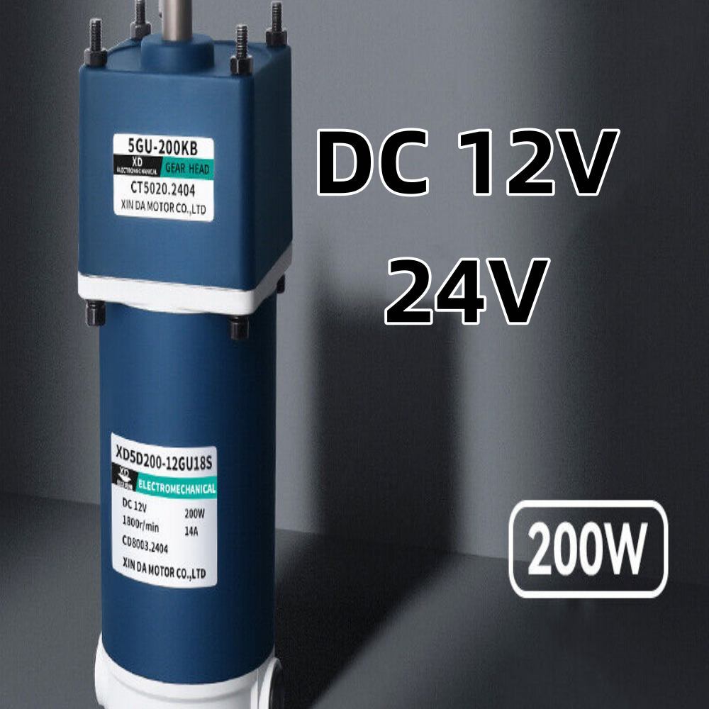 Geared Motor DC 12V 24V Reduction High Torque 400kg Reversible Metal Gear 200W