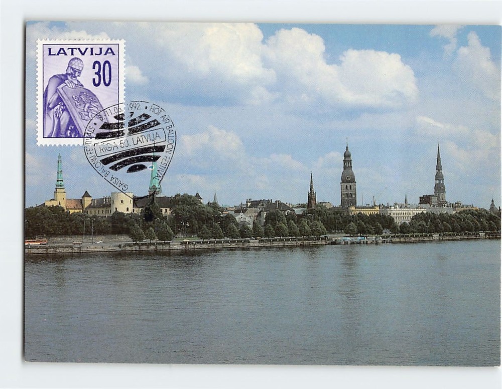Postcard Skyline View Riga Latvia