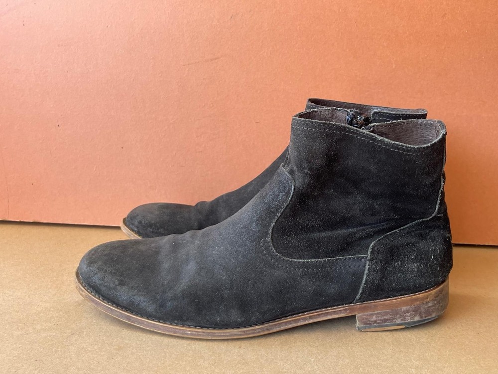 Dune London Men's Black Suede Leather Side Zip Ankle Boot Shoes. UK(10)(44) -A75