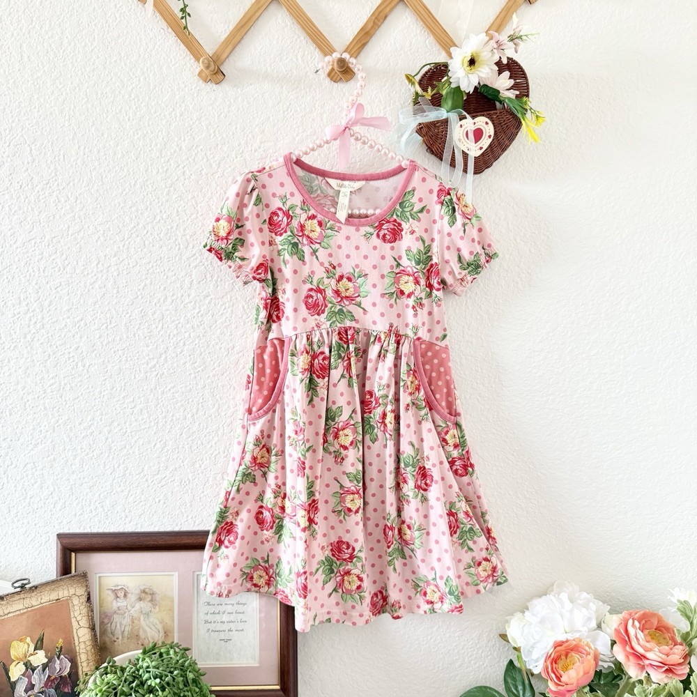 Matilda Jane Pretty In Pink Dress Brilliant Daydream Floral Dot Size 6