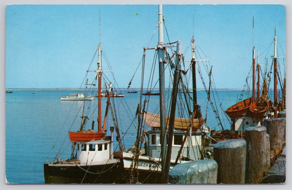 Fishing Boats AT Dock Cape Cod MA C1916 Postcard AK21