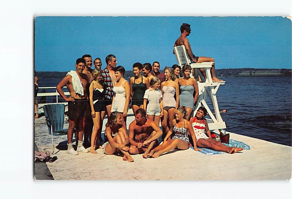 Postcard College Club Beach Chautauqua New York USA North America