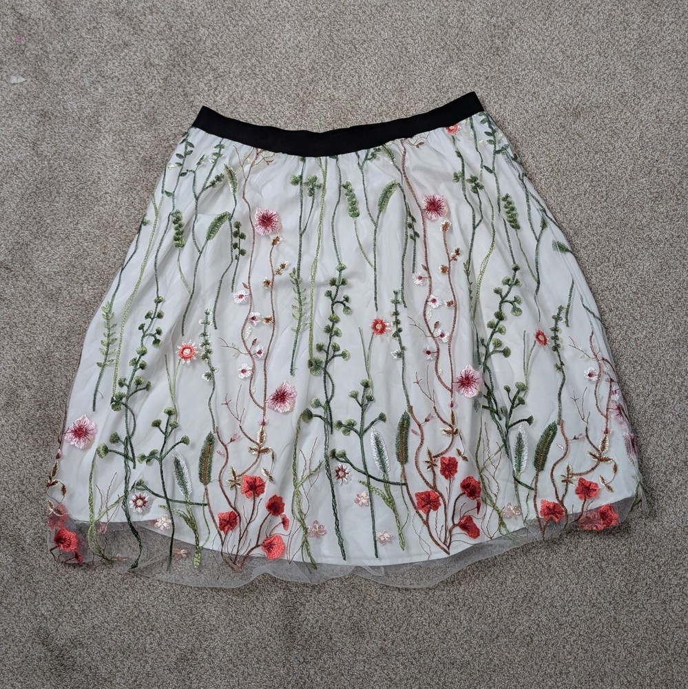 Embroidered Midi Skirt Size XXL Boho Gypsy Floral