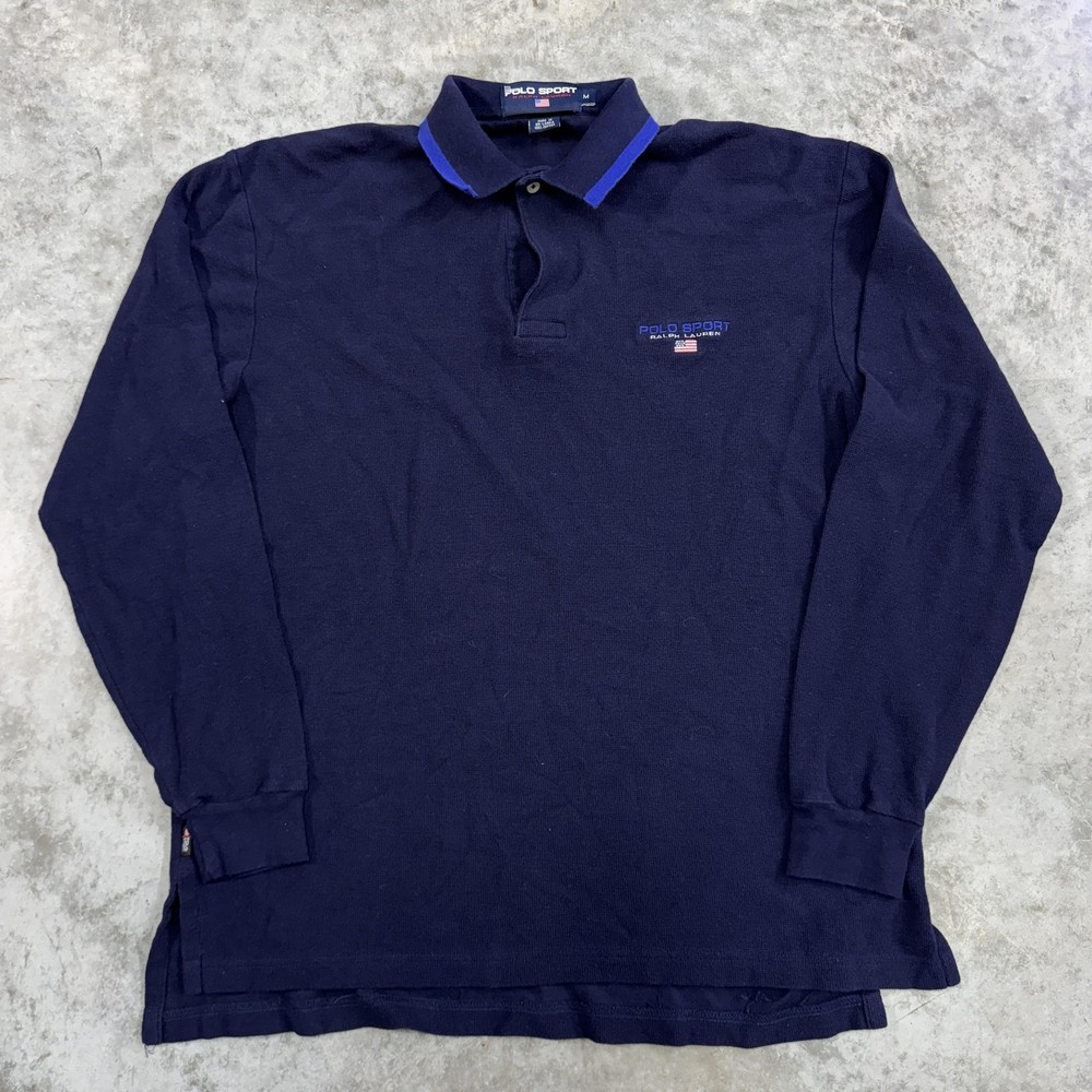 Vintage Polo Sport Ralph Lauren Polo Shirt Mens Medium Long Sleeve Classic 90s