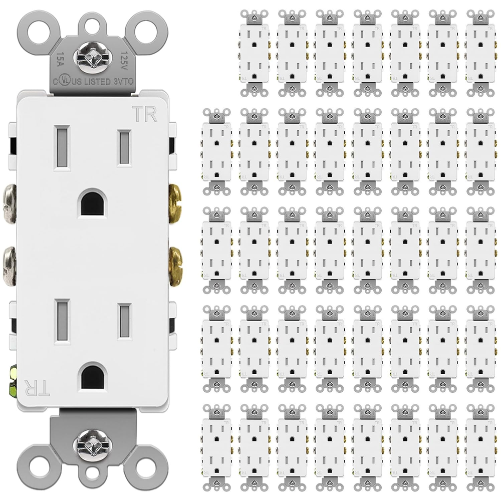 15 Amp Decor Outlet, Decorator Electrical Wall Receptacle, Tamper Resistant, 15A