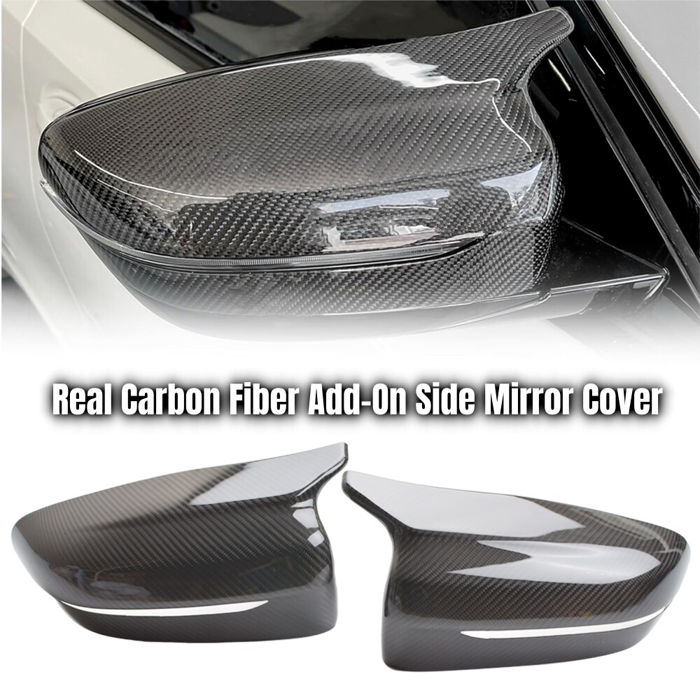 FOR 17-23 BMW G30 G20 G11 G12 M STYLE CARBON FIBER ADD-ON SIDE MIRROR COVER CAPS