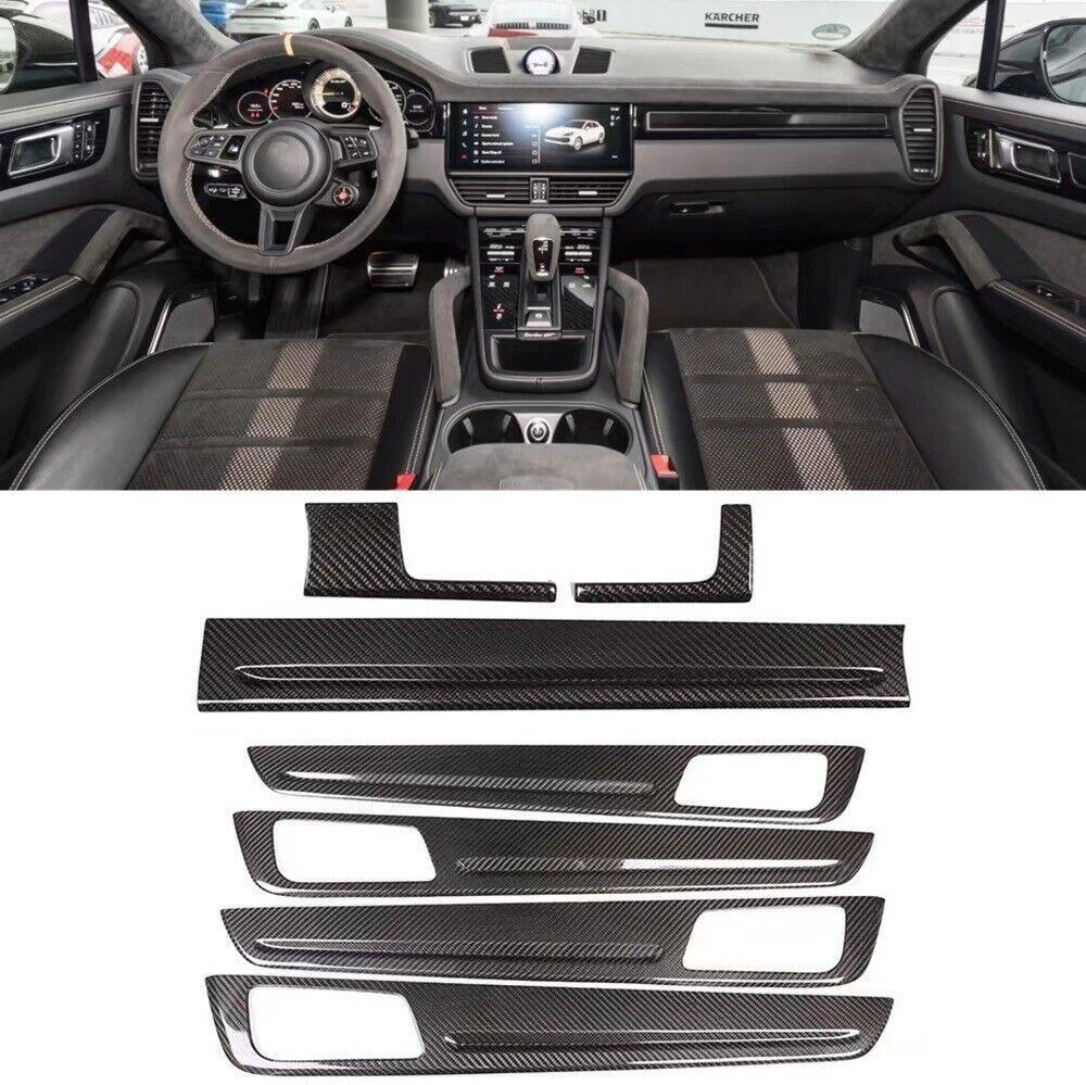 Real Carbon Fiber Dashboard & Door Panel Trim for Porsche Cayenne 2018-2023