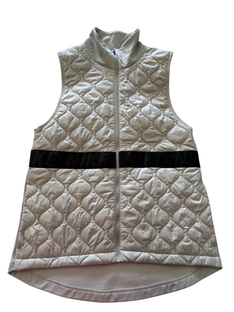 Nike AeroLayer Womens Quilted Thermal Running Vest Sz S Gray Black Athletic Zip