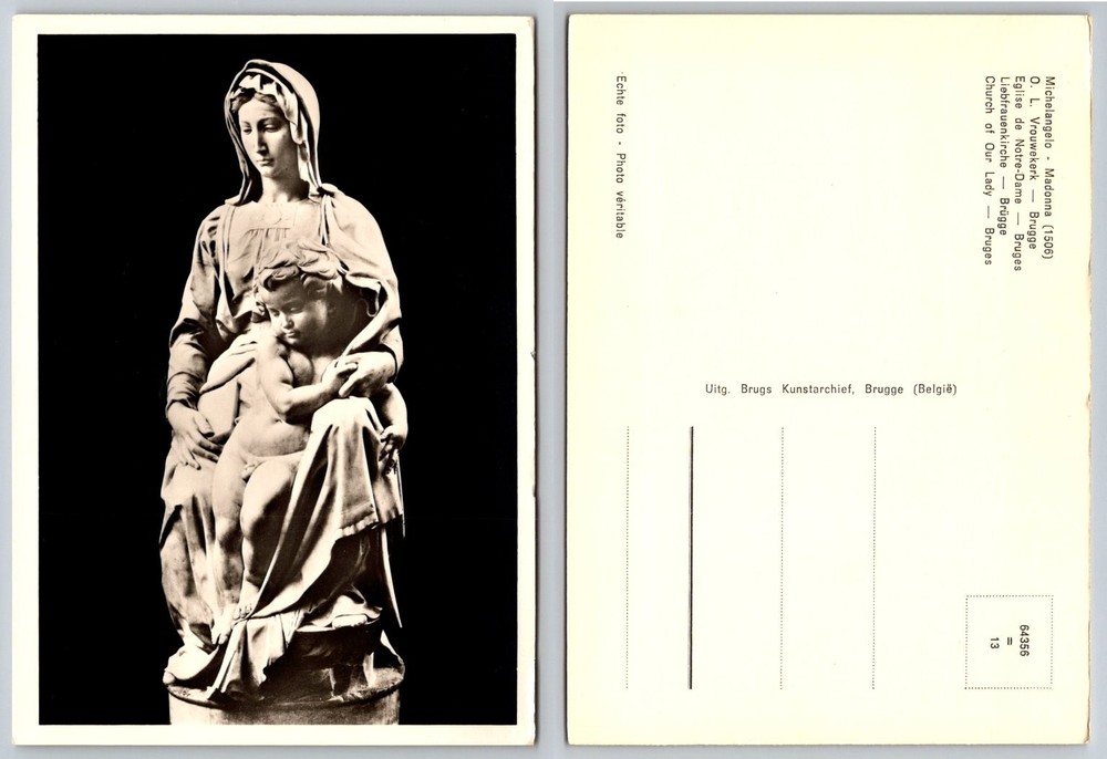 Michelangelo Madonna Bruges Real Photo Postcard Belgium Church of Our Lady Art