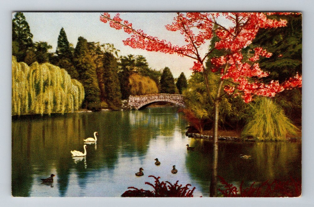 Canada- Victoria B.C. Beacon Hill Park Stone Bridge Old Postal Vintage Postcard