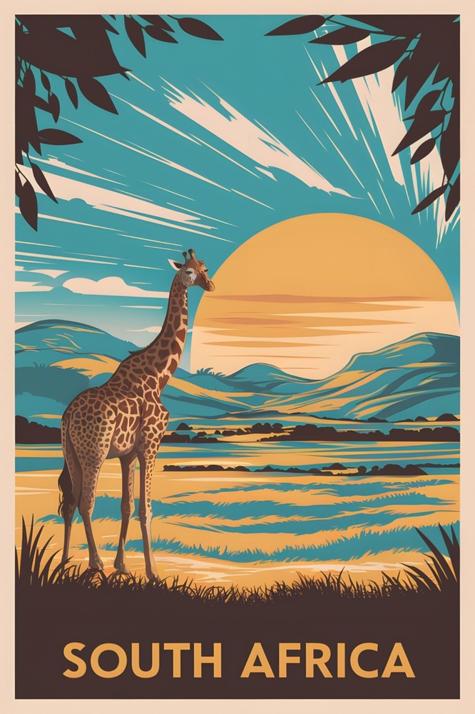 South Africa Vintage Travel Poster Print Retro Wall Art
