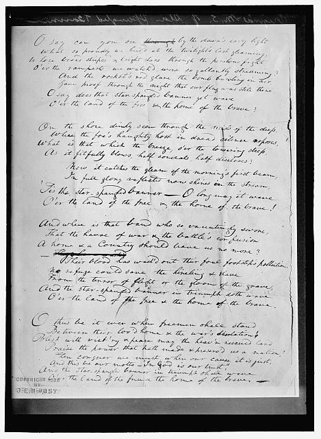 Photo:FRANCIS SCOTT. ORIGINAL MANUSCRIPT OF 'STAR SPANGLED BANNER', KEY