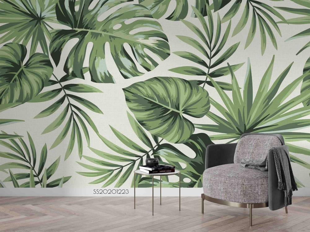 3D Tropical Plants Leaves Wall Murals Wallpaper Murals Wall Sticker