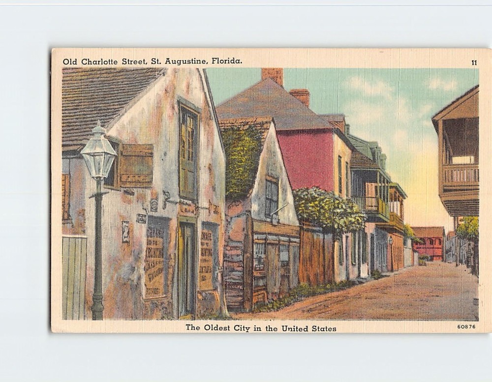 Postcard Old Charlotte Street St. Augustine Florida USA