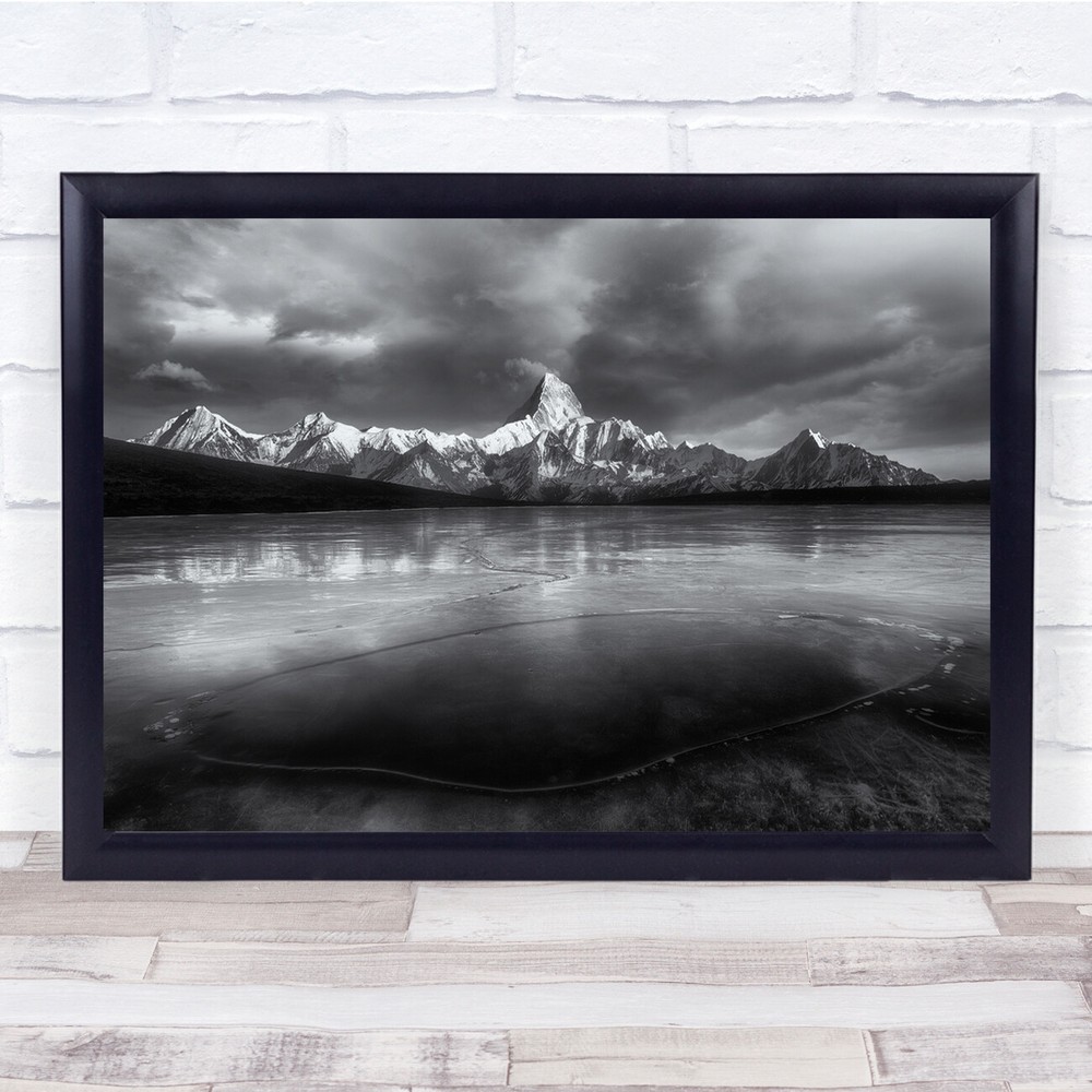 Mountain Peak Top Summit Water Cold Ice Frost Frozen Wall Art Print