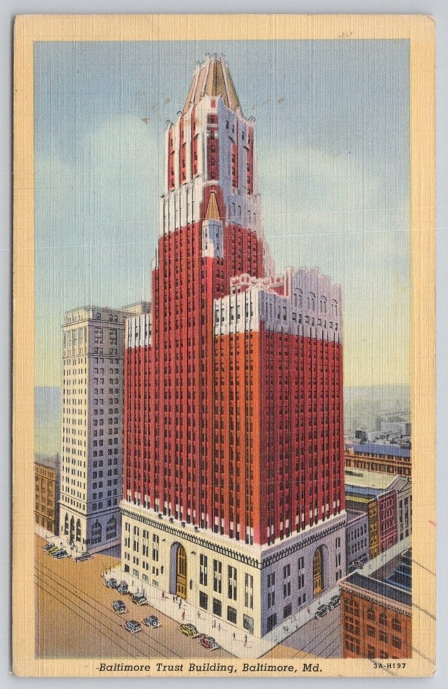 Vintage Baltimore Trust Building MD Curt Teich Linen Postcard 1930s