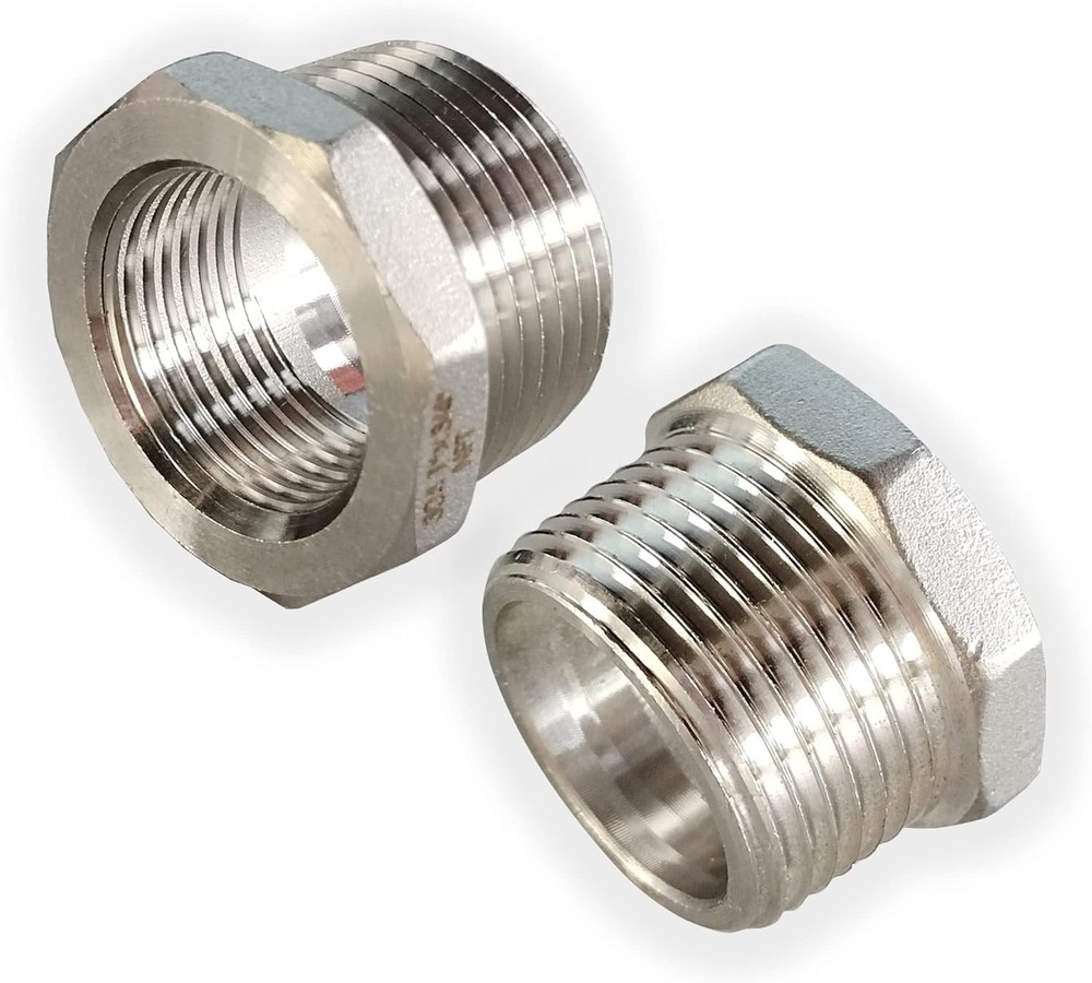 2 Pcs Reducer Hex Bushing, 304 Stainless Steel 1