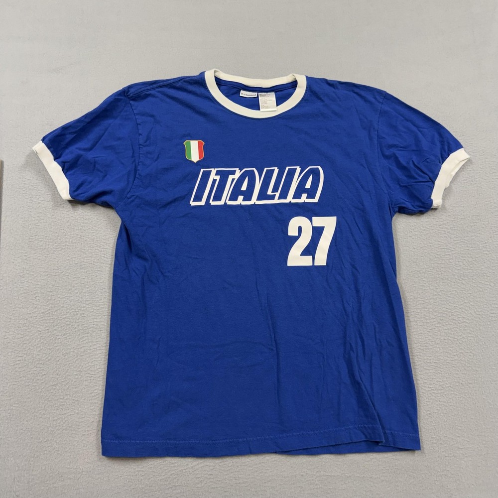 Vintage No Boundaries Shirt Mens Medium Blue Italia 27 Soccer Ringer y2k