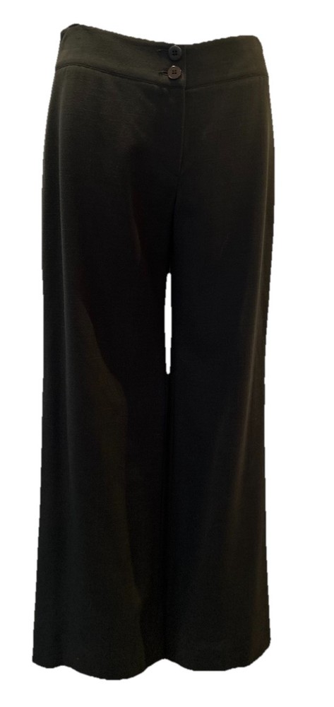 Armani Collezioni Smart Khaki Green Wide Leg Wool Trousers Flared It 42 UK 12-14