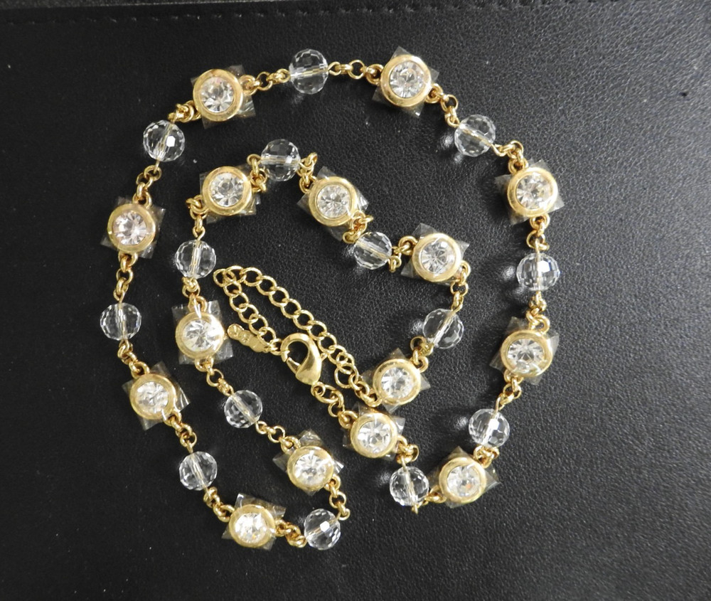 JBK Jackie Kennedy Camrose & Kross Crystal Large Rhinestone Necklace Gold Tone