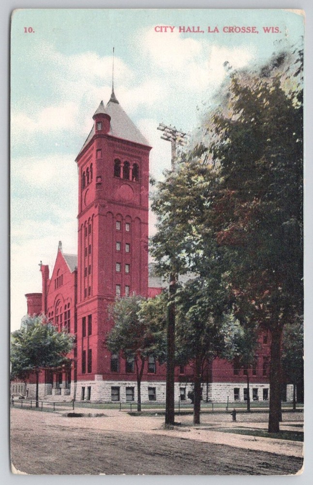 1908 La Crosse WI City Hall Postcard Kwin & Co. Wisconsin Architecture