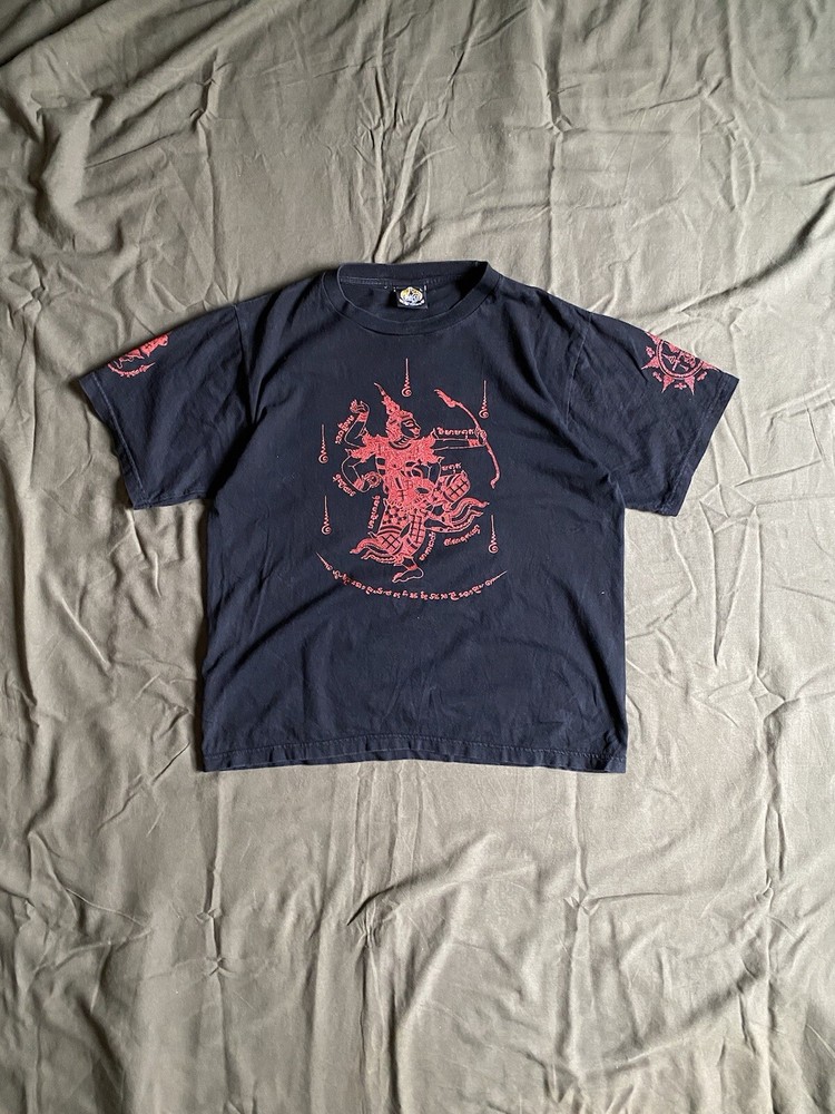 Vintage 2000’s Muay Thai Martial Art Gods Boxing Tattoo Black T-Shirt Size L