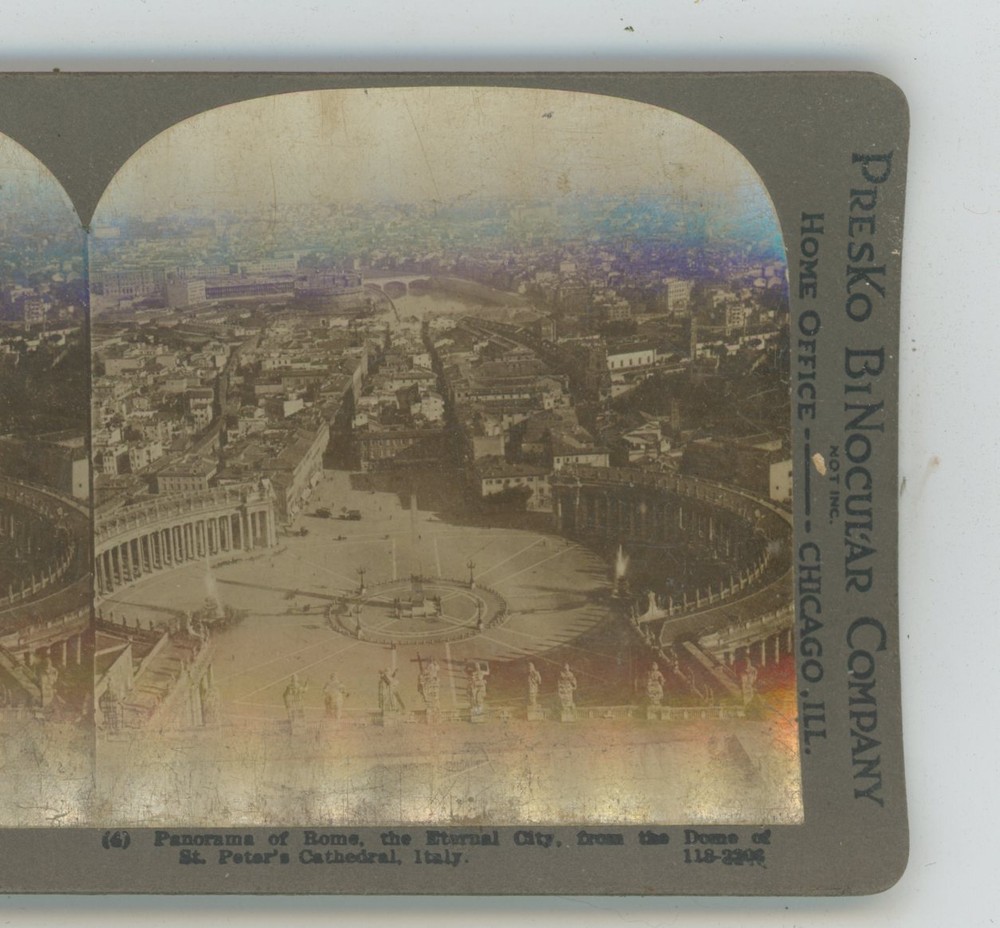 Panorama of Rome Eternal City from Dome of St Peter's Italy Presko Stereoview
