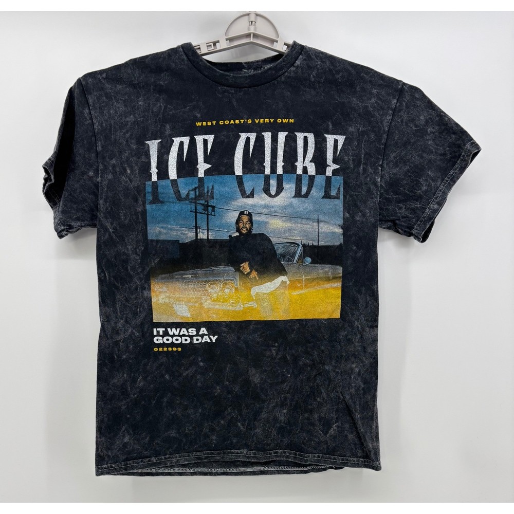 Ice Cube It Was A Good Day T-Shirt Men's M Black Acid Wash Graphic Hip Hop Rap