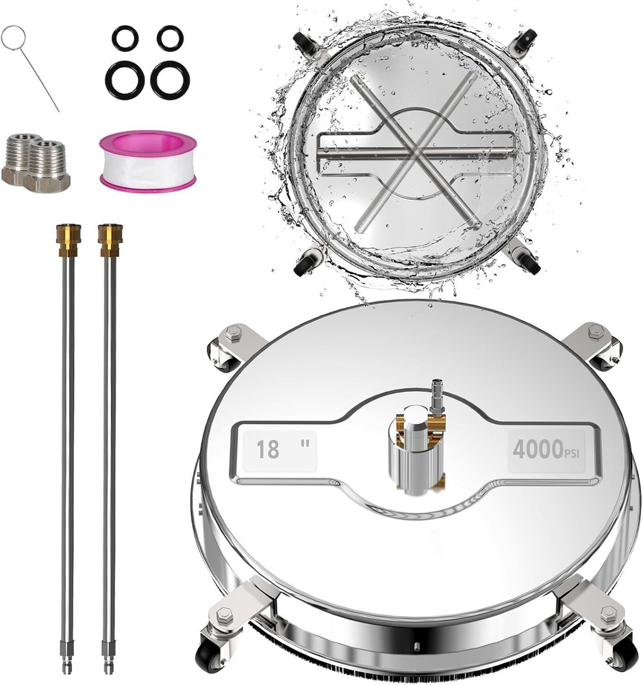 18 Inch Heavy-Duty Pressure Washer Surface Cleaner with Quick Connect and 4 Wheels