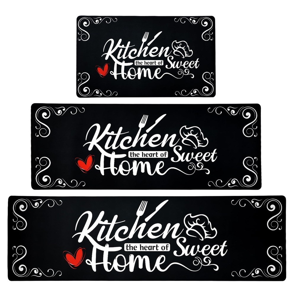 Non-Slip Cushioned Waterproof Kitchen Runner Rugs Set of 3