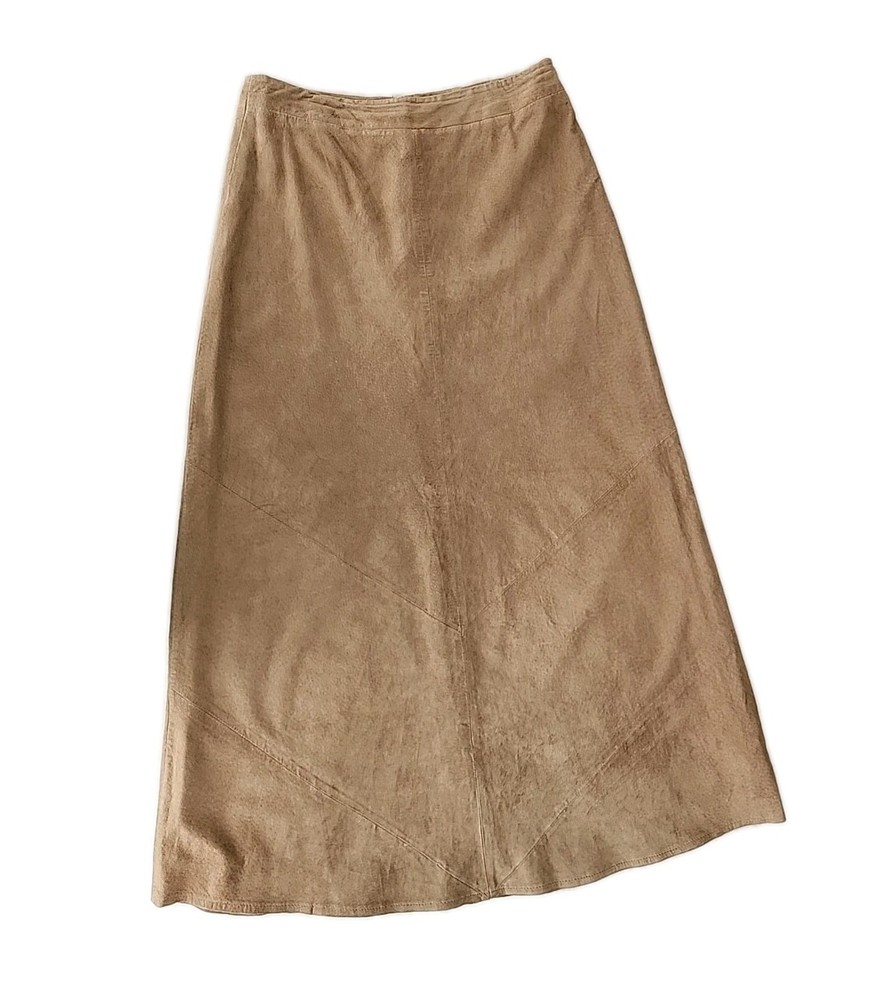 Vintage Newport News Women's Size 10 Tan Suede Maxi Skirt Lined EUC Y2K Boho Fun